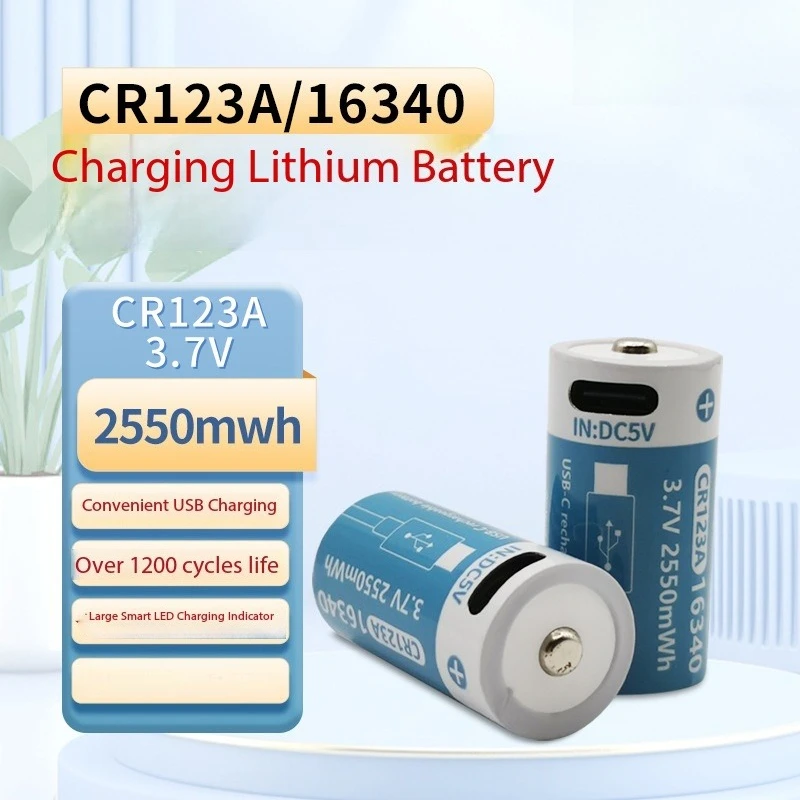 CR123A 16340 Lithium‑ion Battery 3.7V Rechargeable Compact Storage Power Battery Pack For Camera Flashlight Accessory