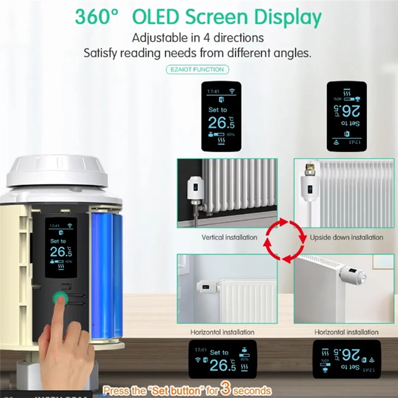 Tuya TRV Thermostatic Head Radiator Valve Actuator Heating Temperature Controller Alexa-B12B