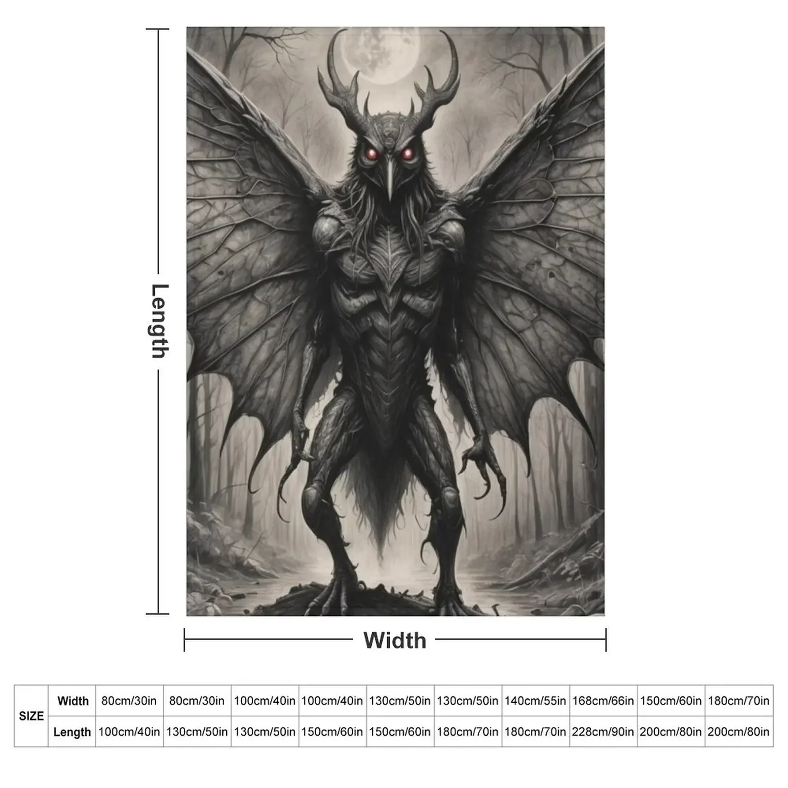 The Mothman Cryptid Throw Blanket couch cozy soft plush fuzzy picnic outdoor blanket