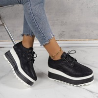 Women's Platform Wedge Heeled Shoes Casual Lace Up Outdoor Shoe Comfortable High Heel Sneakers Low Top Sneaker Thick Sole
