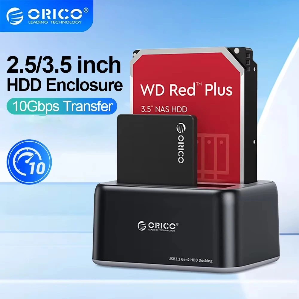 

orico Dual Bay HDD Docking Station 10Gbps SATA to USB 3.2 Adapter for 2.5 3.5 SSD Disk Case HDD Box Dock Hard Drive Enclosure