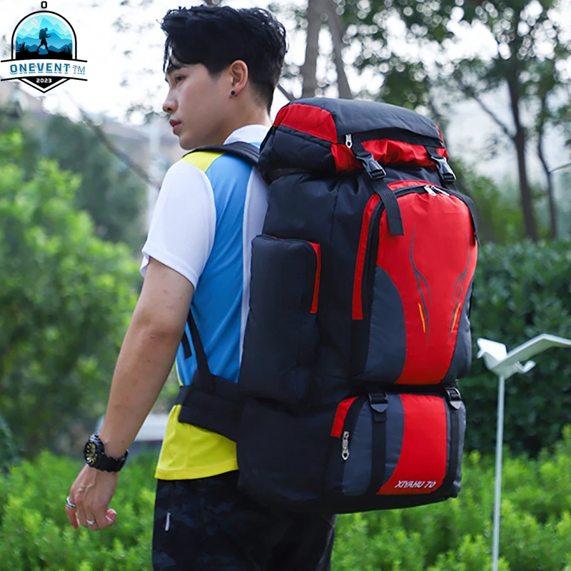 Mochila de senderismo de alta capacidad para acampar, mochila de viaje al aire libre para mujeres, tácticas para hombres, deportes, 70L, montañismo, pesca, bolsa impermeable
