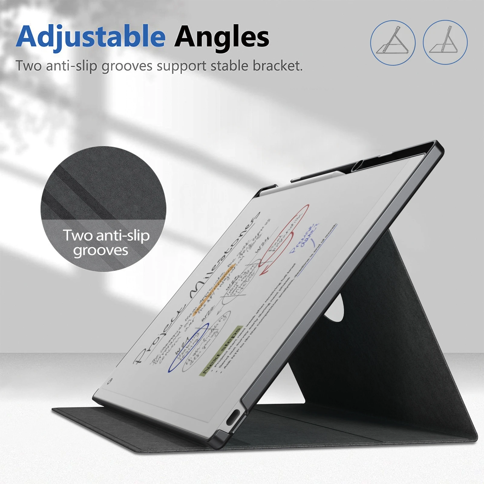 11.8'' PC Leather Case For reMarkable Paper Pro 2024 11.8 inch eBook Rotatable Dormant Protective Cover with Holder