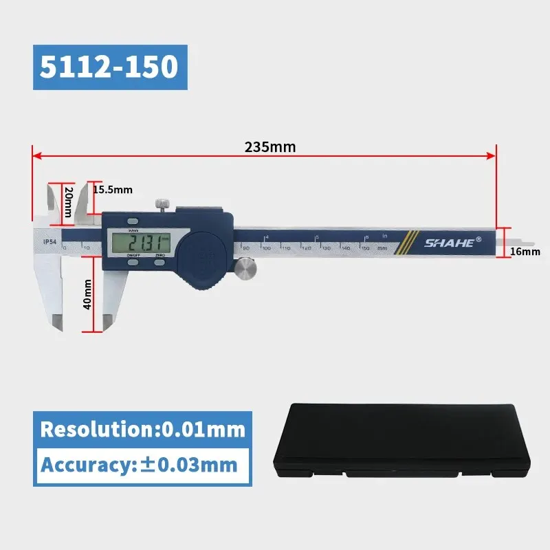 SHAHE Gehard roestvrij staal Digitale schuifmaat Elektronische schuifmaat Micrometer meetinstrumenten