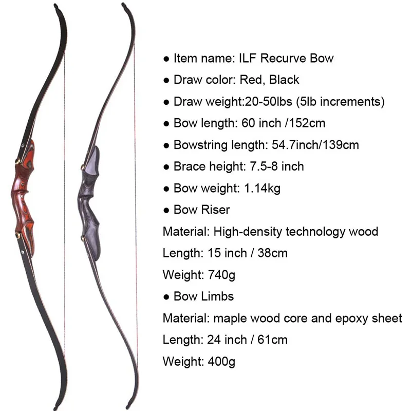 Imagem -05 - Arco Recurvo com Arco para Tiro Arrows American Hunting Riser Technology Punho de Madeira 58 15 2050lbs Ilf 1pc