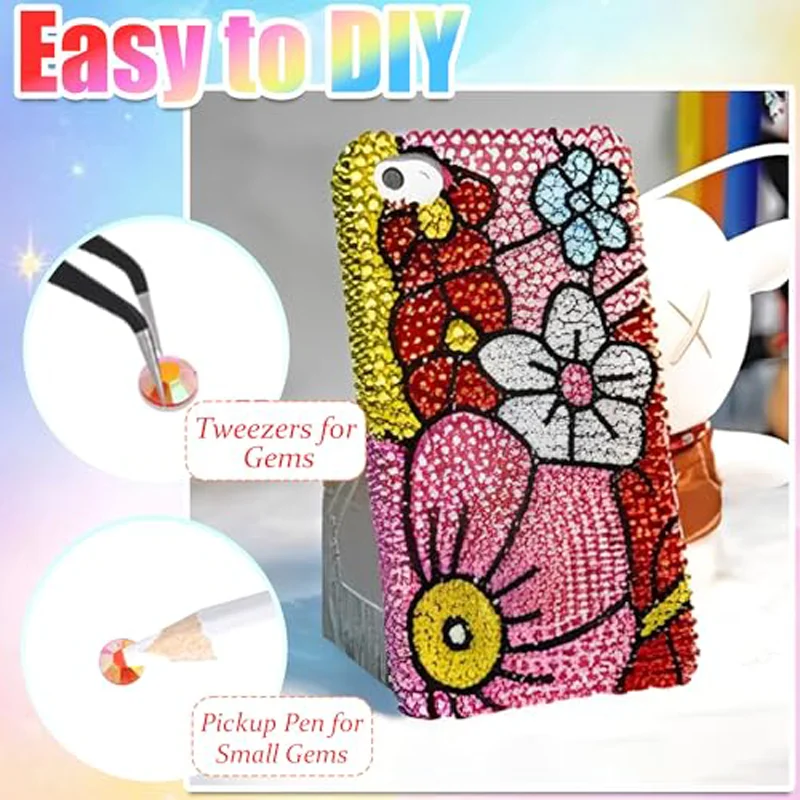 28 Grid Flatback Resin Jelly Rhinestones for Bedazzling, Bedazzler Kit for Bedazzle Thing Crafting Book Nail Art Headphones