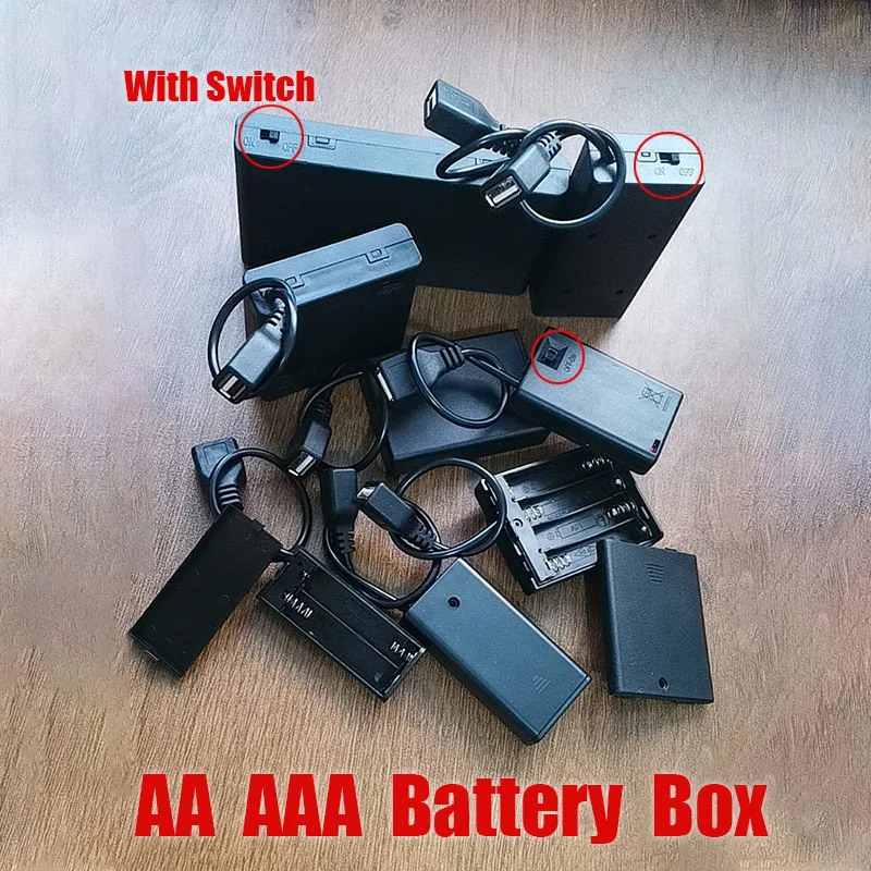1PC 2/3/4/6/8 Slot 18650 AA AAABattery Holder Battery Box AA AAA Battery Case With Cover With Switch With USB Power Port DIY
