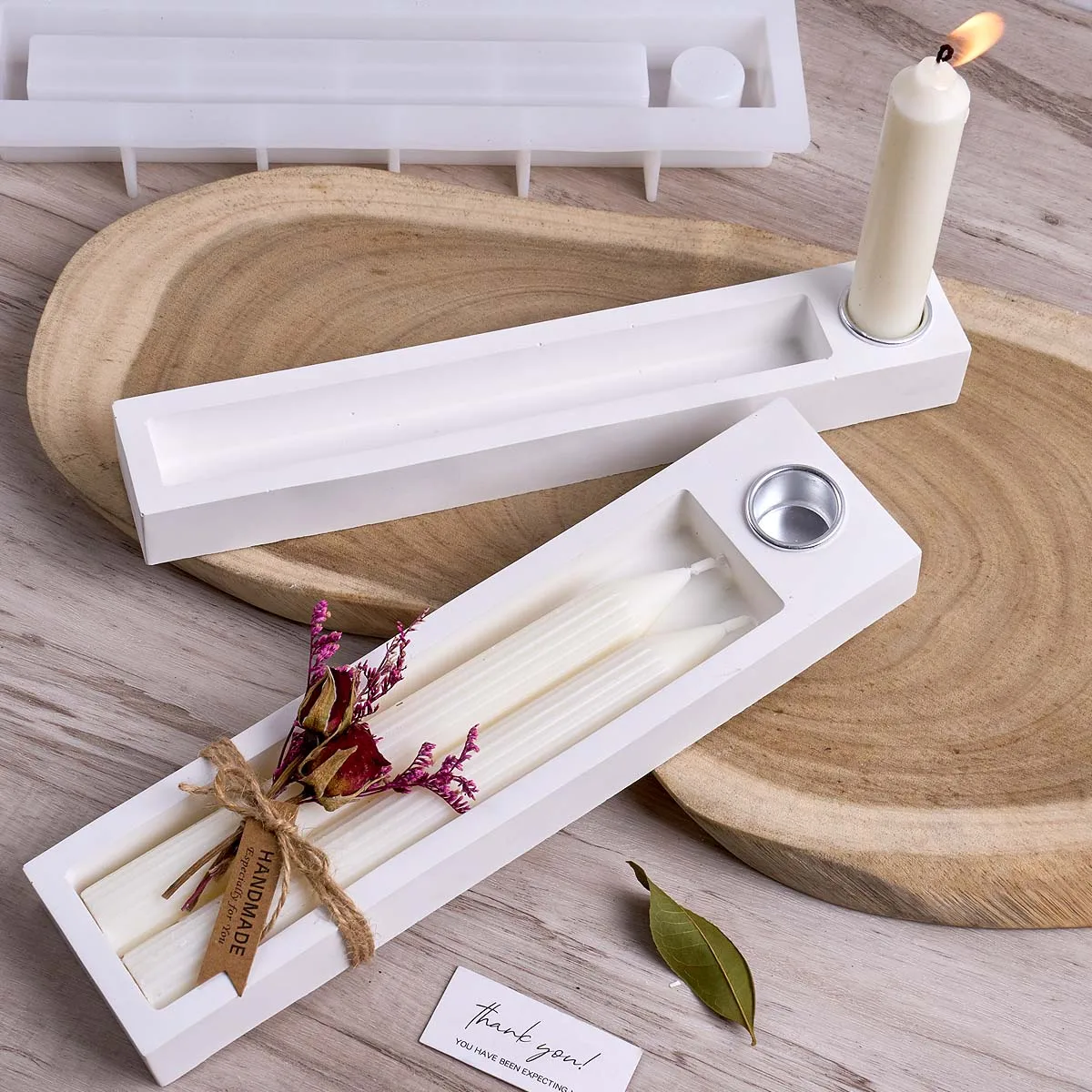 Rechteckige Kerzenhalter Silikonform DIY handgemachte Wachs Aufbewahrung Geschenkbox Gips Harz Handwerk Gussformen Home Decor Supplies
