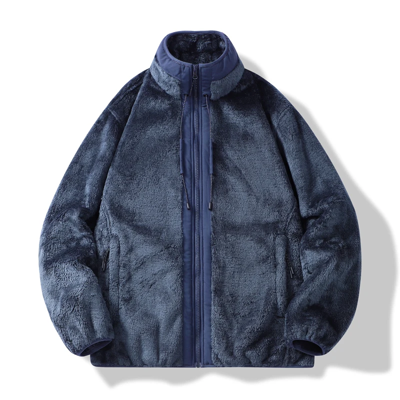 Флисовая хлопковая куртка для мужчин, утолщенное пальто с воротником-стойкой, повседневное теплое универсальное зимнее пальто, свободный кардиган, зимняя куртка