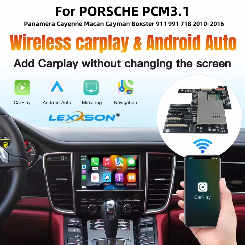 وحدة أوتوماتيكية لاسلكية Carplay Android لبورشه PCM3.1 باناميرا كايين كايمان ماكان بوكستر 911 991 718 وصلة مرآة AirPlay