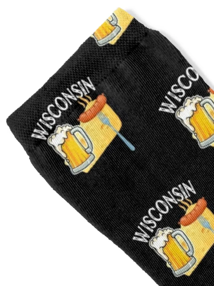 Wisconsin State Cheese Beer Brats Socks Rugby winter gifts Soccer Designer Man Socks Women's