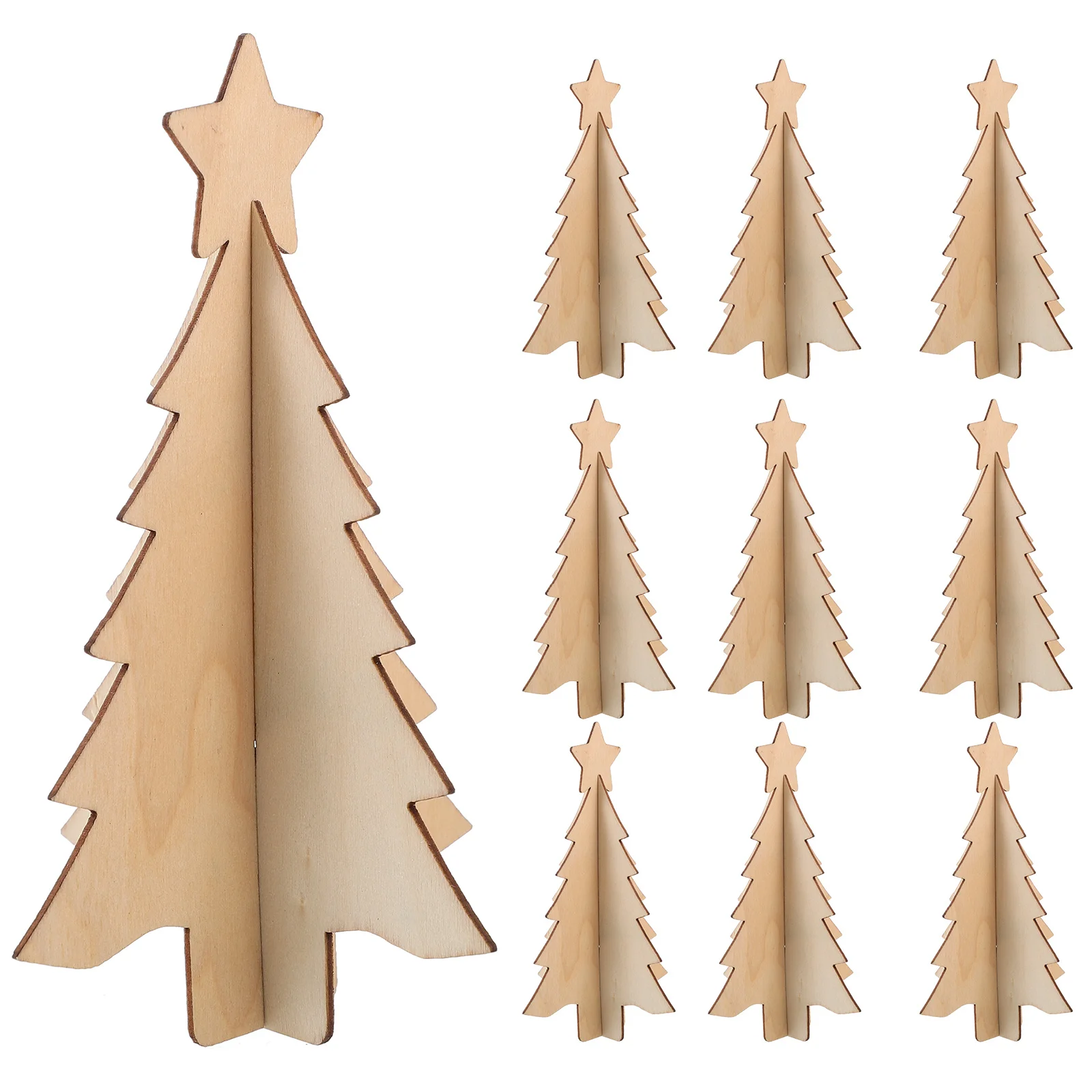 

10Pcs Wooden Christmas Tree Cutouts Blank Unfinished DIY Painting Xmas Hanging Ornaments Christmas Party Decor