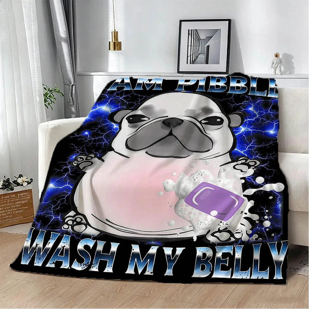 I Am Pibble Wash My Belly Pibble Meme Funny Dog Flannel Blanket Soft Throw Blanket Art For Home Decor Bed Sofa Picnic Fans Gifts
