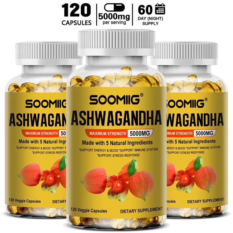 

Organic Ashwagandha - Stress Relief & Immune Support Supplement, Supports Balanced Energy Levels, NON-GMO Vegan Capsules