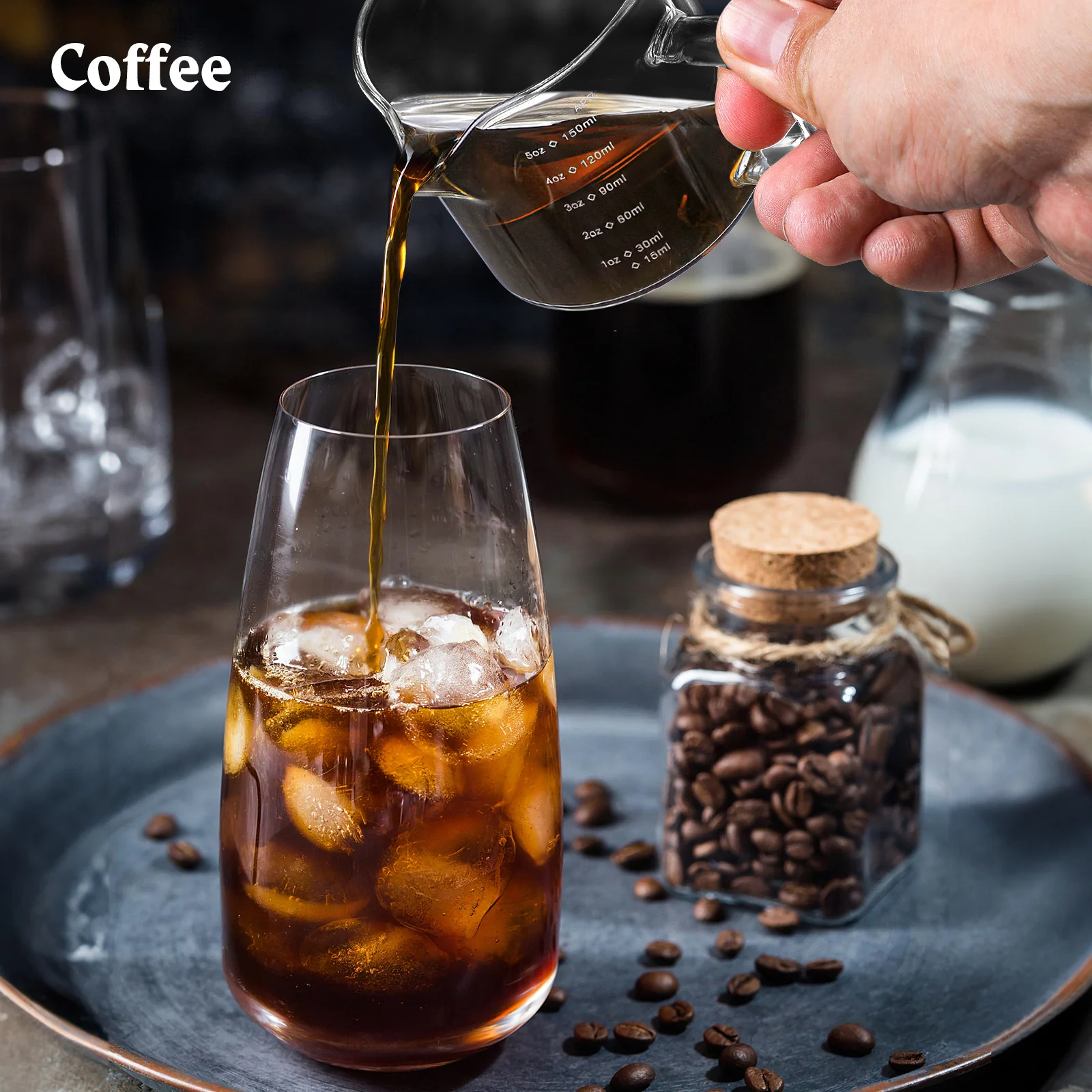

Household Transparent Creamer Pitcher Multi-Function Milk Cup Wear-Resistant Coffee Milk Accessory Household Cream Pitcher
