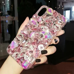 Luxury Crystal Gem Rhinestone Cases For iphone 15 14 11 12 13Pro 17 Air Soft Edge Clear Phone Cover For iphone 16 PLUS Capa