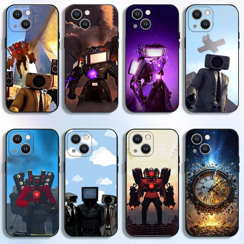 

S-Skibidi Toilet Phone Case For iPhone 16,15,14,13,12,11 Plus,Pro Max,XS,X,XR,SE,Mini,8,7,Soft Silicone Black Cover