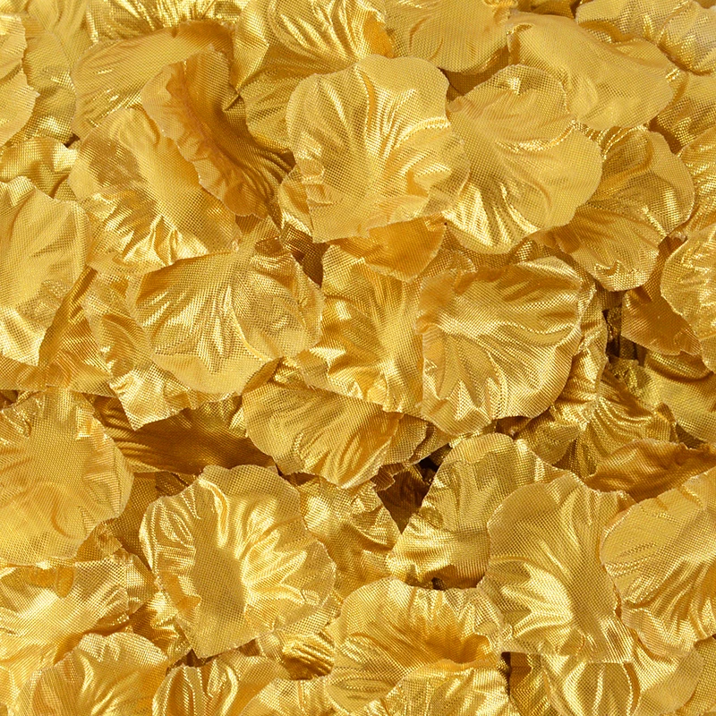 500Pcs Metallic Golden Artificial Petals Silk Flower Leaves Rose Petal for Wedding Party Aisle Decoration Home Decor Supplies