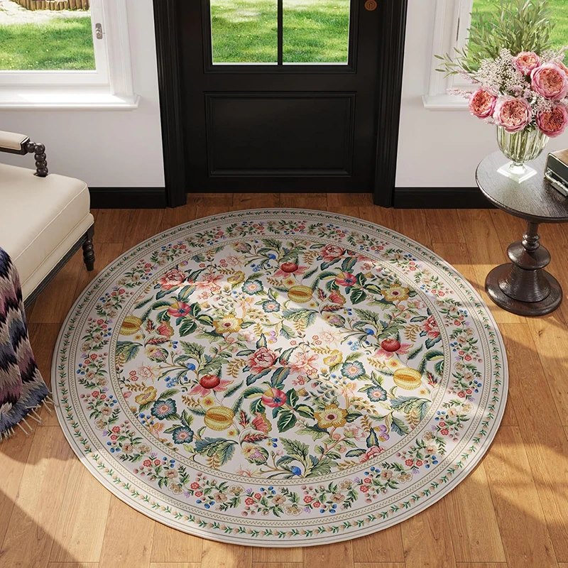 Elegant Dark Green Floral Decorative Floor Mat Botanical Garden Leaf Print For Home Indoor Vintage Victorian Stylish Home Decor
