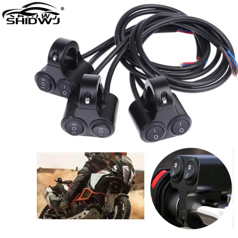 

7/8" 22mm Aluminum Alloy 12V Motorcycle Handlebar Control Switch Dual Button Control Headlight Flasher Speaker Switch 2 Choice