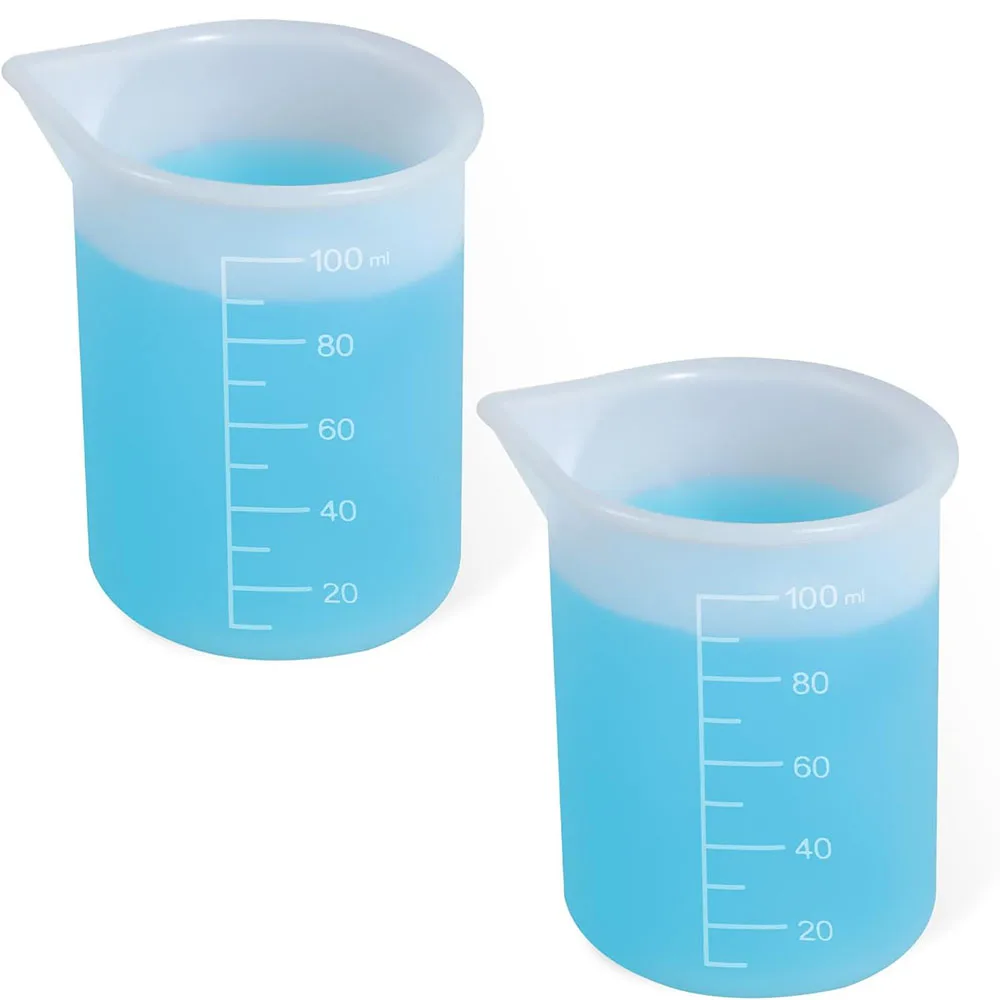 Lot de 2 tasses doseuses en silicone pour lessive, réutilisables et flexibles pour liquides, tasses de mesure lavables
