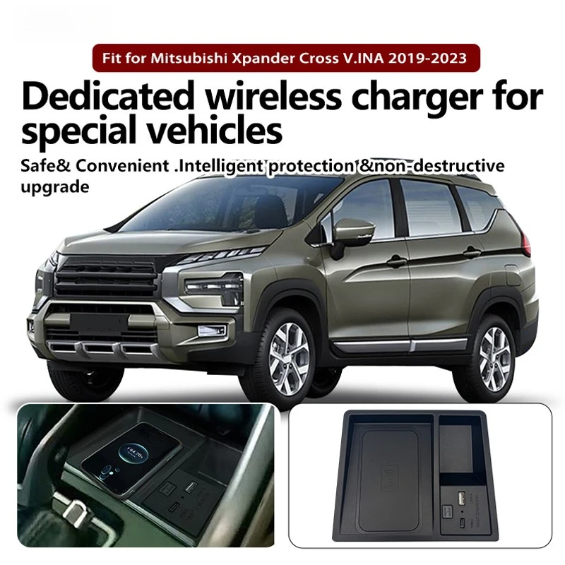 Carregador Sem Fio Inteligente Q-I/Versão Magnética para Mitsubishi Xpander Cross V.INA 2019-2023, Suporte para Telefone com Carregamento Rápido