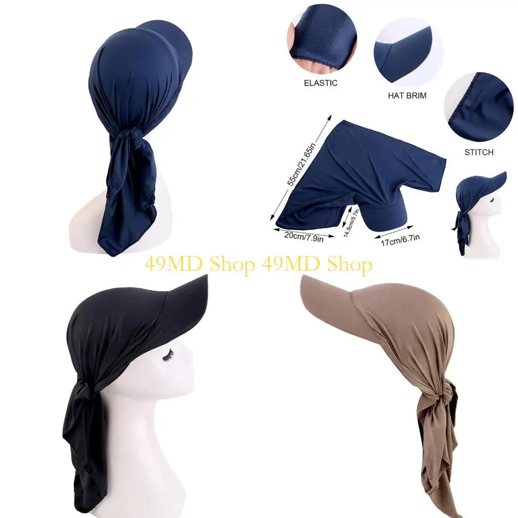 

49MD Tie Turban Baseball Caps Breathable Beach Getaways Hot Day Hat for Adult