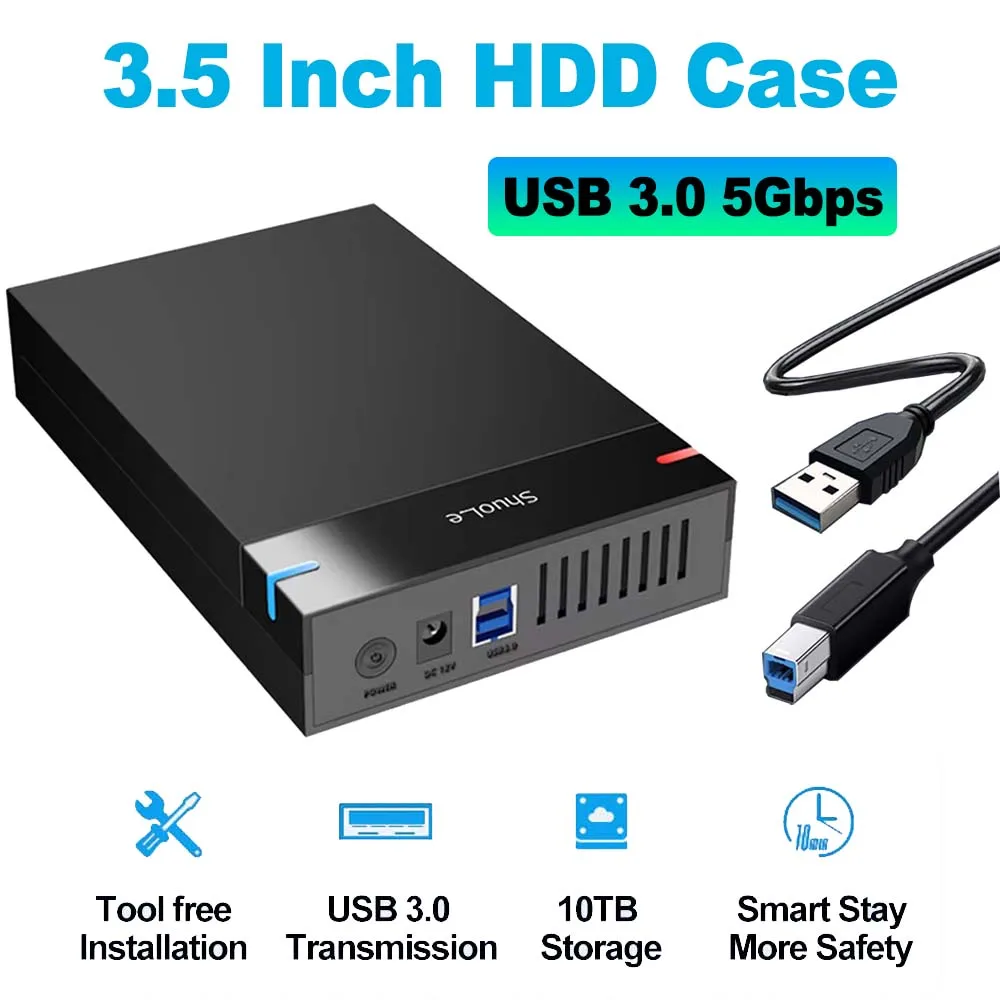 HDD 케이스 3.5 2.5 외장 하드 드라이브 인클로저, 3.5 2.5 인치 SATA SSD HDD UASP USB 3.0-SATA III 10TB 하드 드라이브 SSD 케이스 