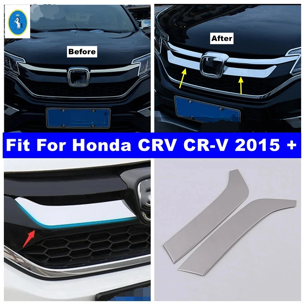 Auto Accessories Front Bumper Decor Cover Styling Grille Trim Stripes Grill Protector Refit Panel For Honda CRV CR-V 2015 2016