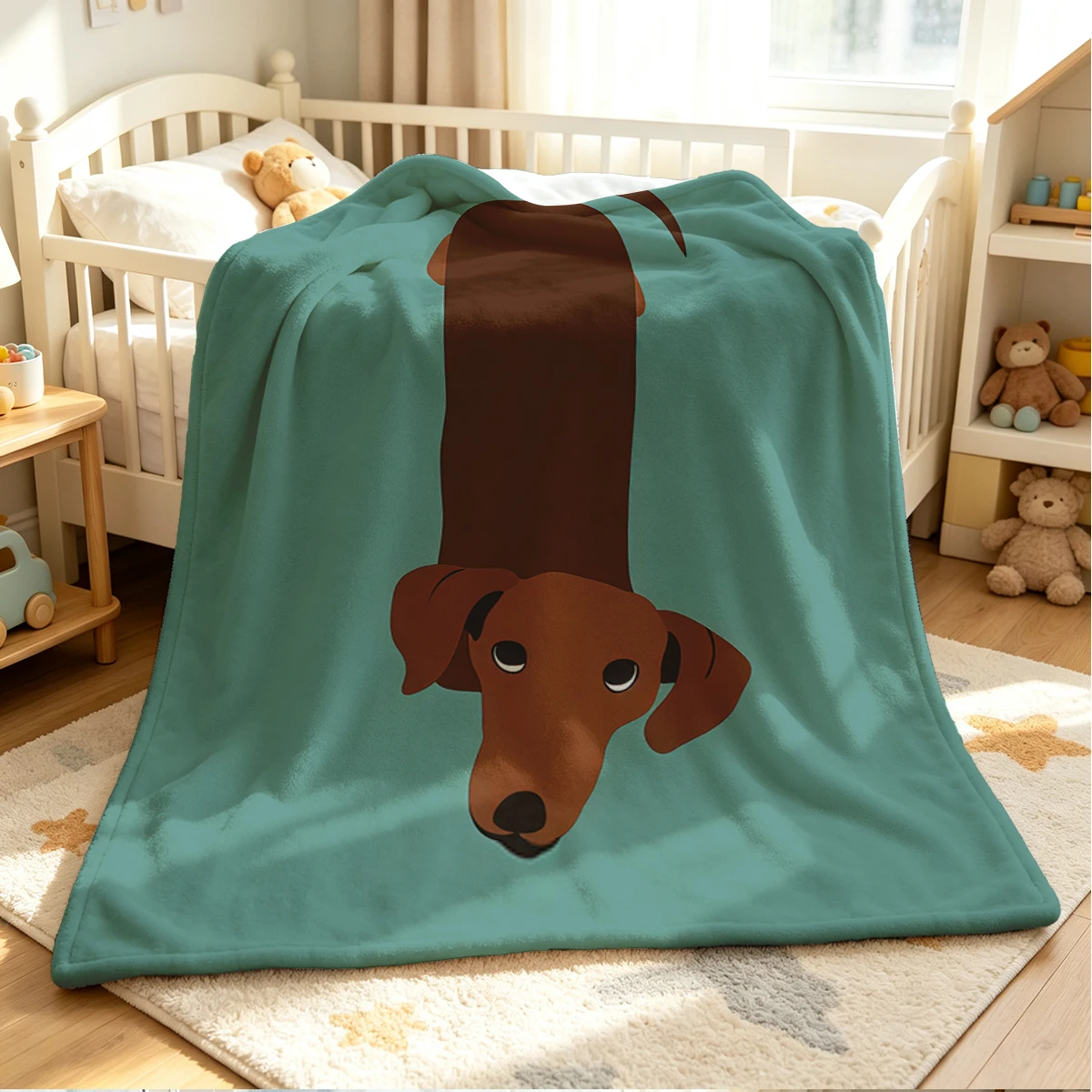 Long  Puppy Flannel Blanket Warm Soft Halloween Christmas Couch Warm Cozy Decorative Decor Gift for All Season