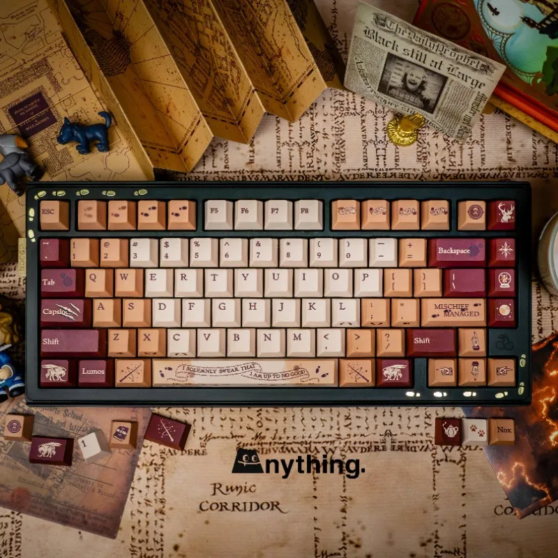 marauder map theme keycap pbt custom retro cap de teclado personalizado perfil cereja gaming keycap para teclado mecanico 143 chaves 01