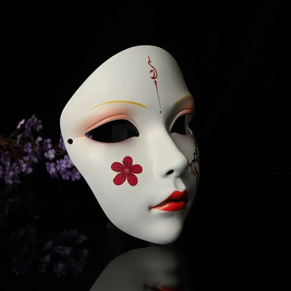 Masque de Geisha Cosplay complet créatif, déguisement Hanfu effrayant, masque de Cosplay fleur drôle, masque japonais, jouet d'halloween