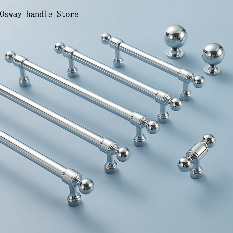 

1pcs Bright Silver Furniture Handles Solid Brass Chrome Luxury Long Pulls Modern Minimalist Kitchen Cabinet Doors Wardrobe Knobs