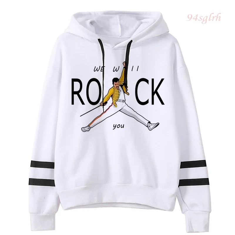 Felpa con cappuccio unisex con stampa Freddie Mercury da donna Felpe con cappuccio moda Harajuku Streetwear Queen Band Felpa con grafica divertente