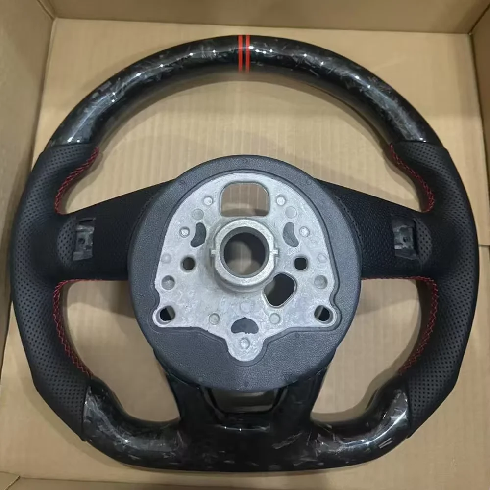 

Carbon Fiber Steering Wheel Red Stitching With Key Frame RS/S Logo Assembly For Audi A4 B9