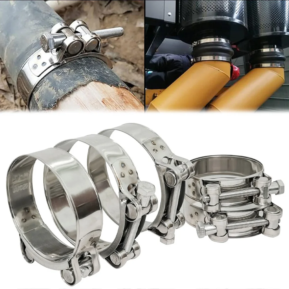 1 PCS Stainless Steel Hose Clamp 26-112mm Fuel Pipe Air Hose Water Pipe Car Pipe T-Bolt Clamps Strength Repair Welding Tools