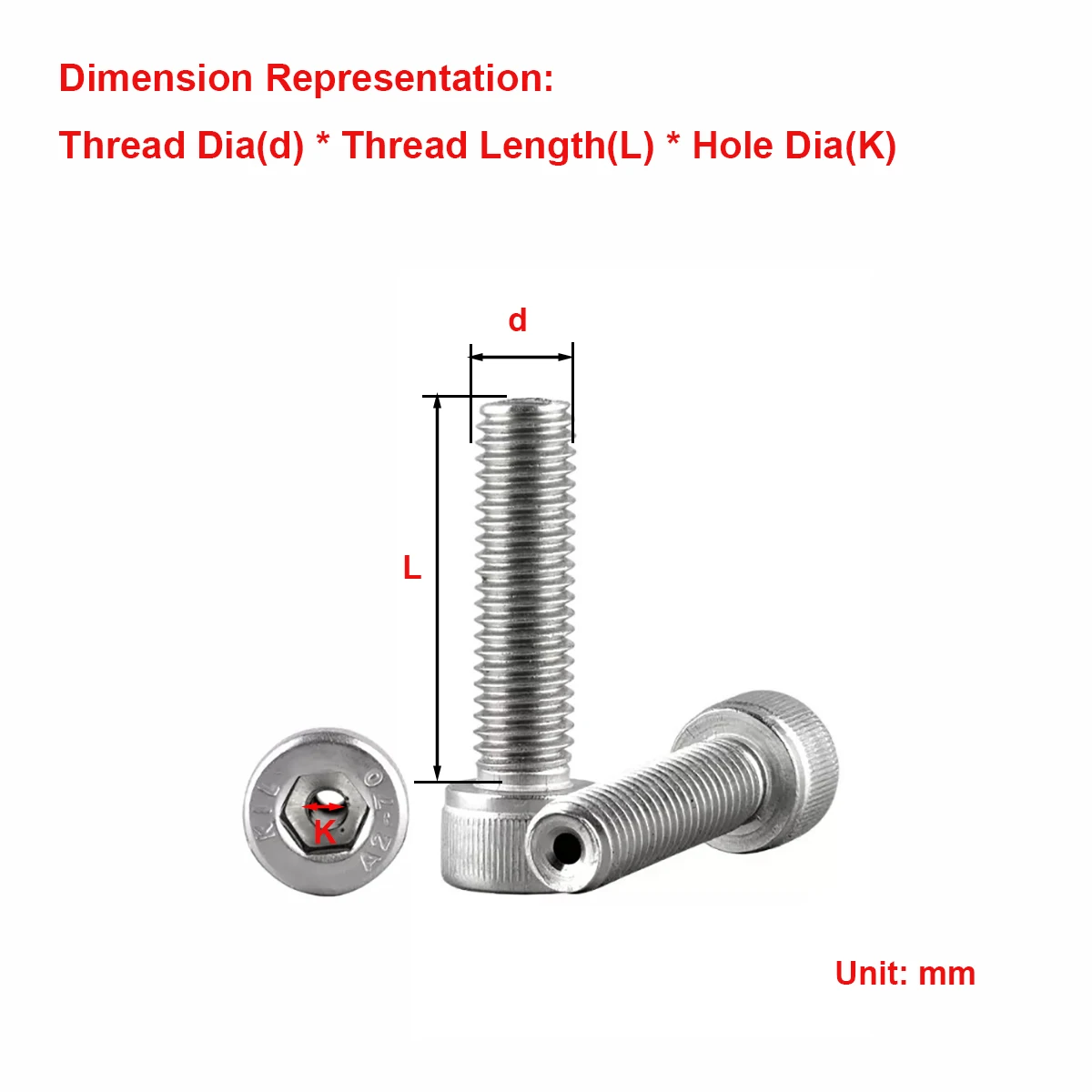

M4 M5 M6 304 Stainless Steel Cup Head Hex Socket Hollow Exhaust Screw Vacuum Through Hole Bolt for Mask Machine