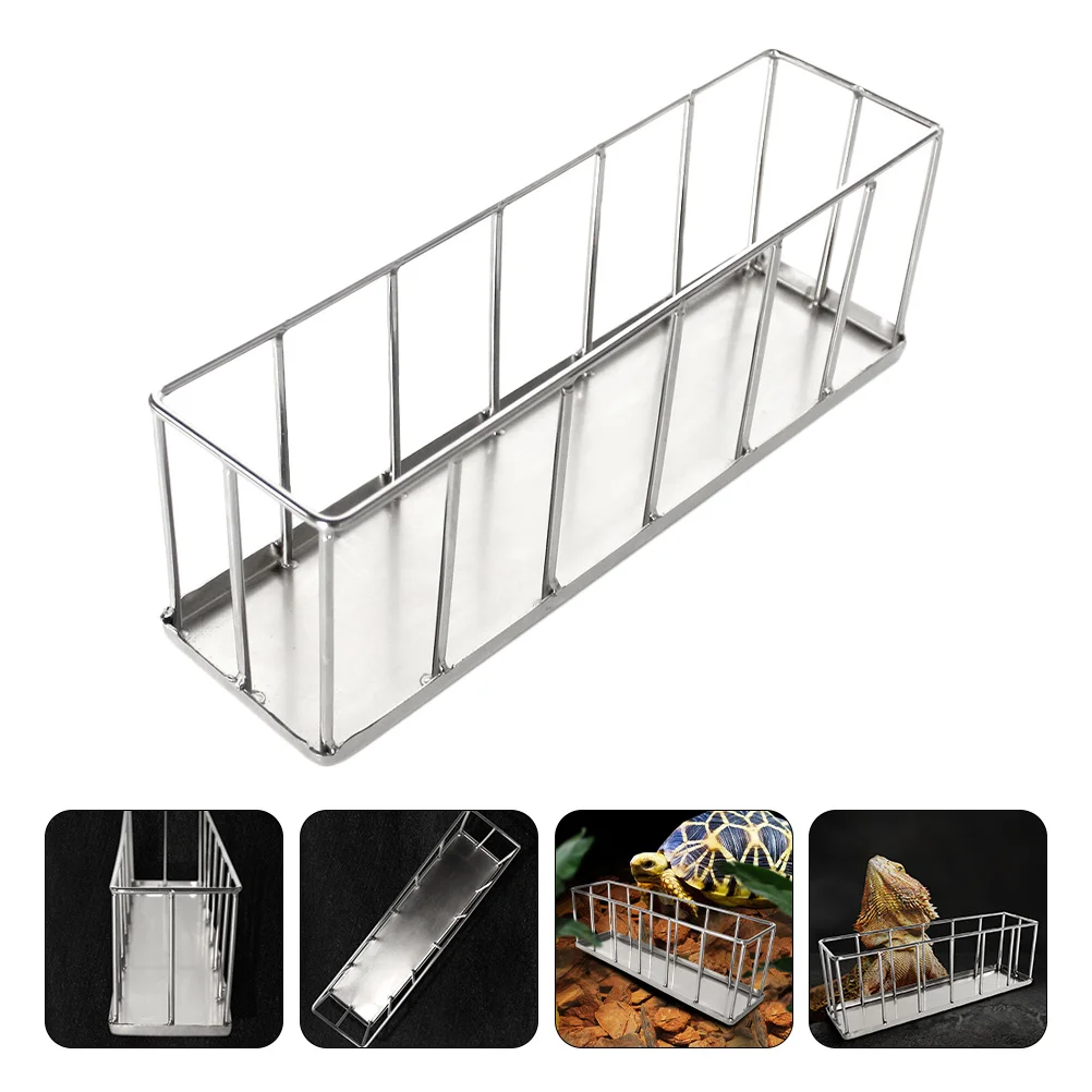 

Reptile Feeding Tray Pet Cage Feeder Dish Leopard Gecko Dragon Stainless Steel Lizard Food Trays