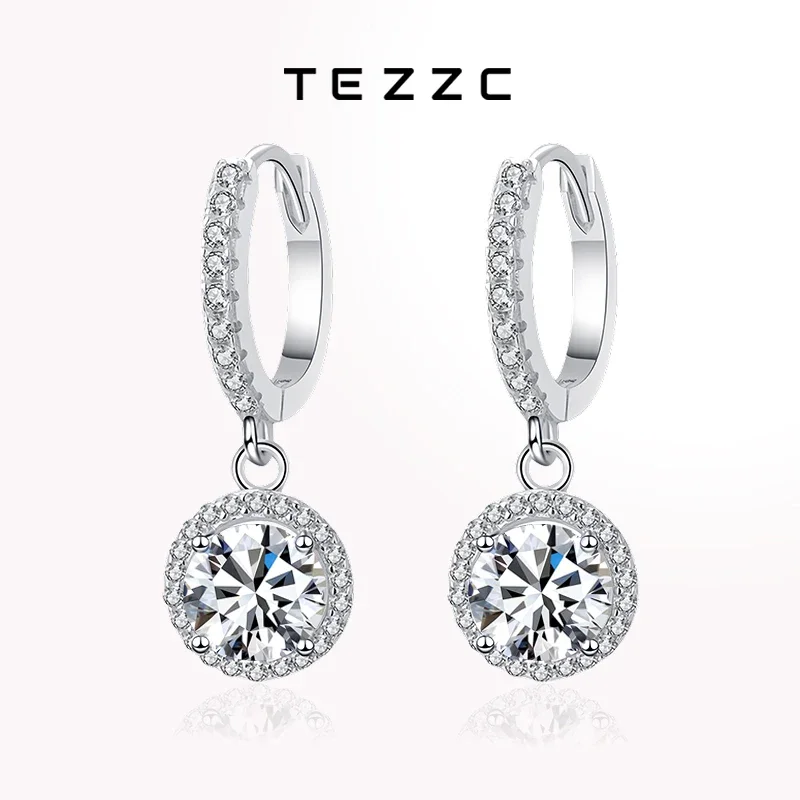 

Tezzc 0.5ct 1ct Moissanite Drop Earring for Women Sparkling Earring S925 Sterling Silver with White Gold Plated Jewelry Gift