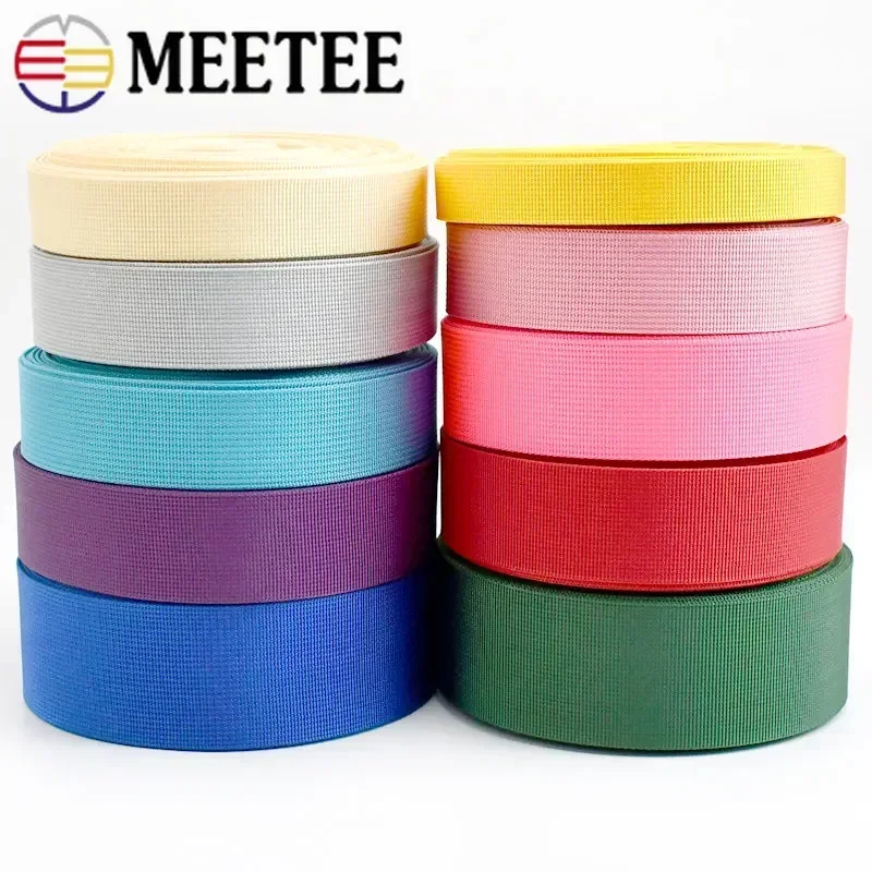 Meetee 2M 20-50mm 1mm Thick Nylon Webbing Bag Strap Woven Ribbon Pet Collar Pull Rope Tape Safety Belt Sewing Bias Accessories