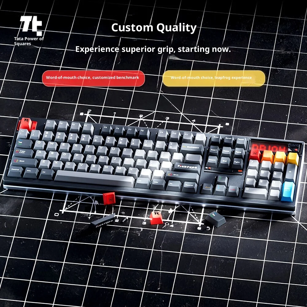 TICKTYPE DP104 คีย์บอร์ดแบบกลไกไร้สาย คีย์บอร์ดสามโหมด คีย์บอร์ดแบบถอดเปลี่ยนได้ทันที ผลิตจากอะลูมิเนียมอัลลอยด์ พร้อมหน้าจอ อุปกรณ์เสริมสำหรับพีซี รองรับระบบปฏิบัติการวินโดวส์/แมค