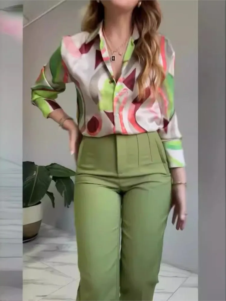 

New Summer Print Tops Slim Trousers Two-piece Set Of Fashion Women's Clothing Spring Elegant Casual Woman 2 Piece Set Outfit
