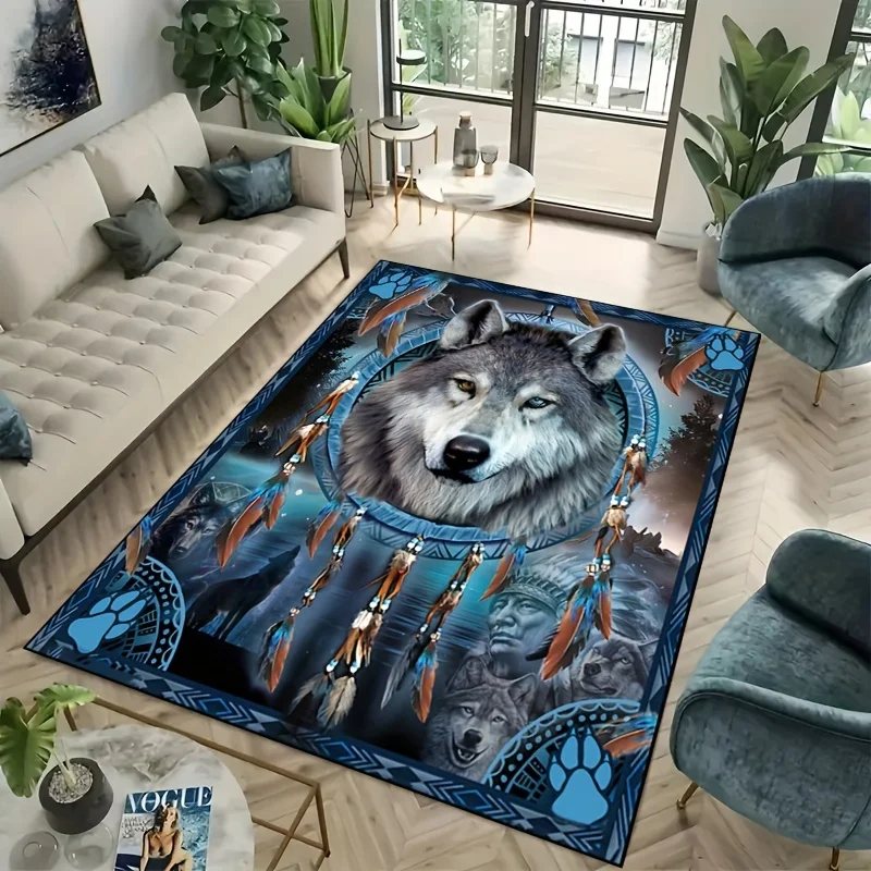 Area Rug Wolf Pattern Carpet Home Decor, Featuring A Non-Slip Surface for Hallways, Bathrooms, Indoor Living Spaces Like Bedroom