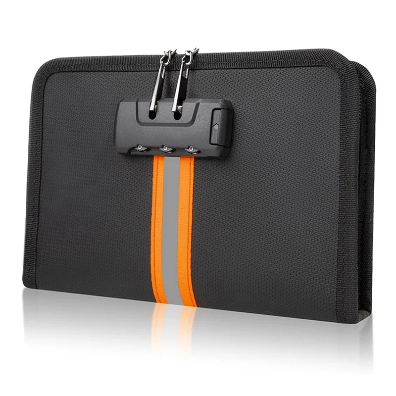 【RECOMENDAR】Fireproof Money Bag With Lock And Zipper, Safe And Waterproof Design, Suitable For Storing For Cash, 8.2X5.7 Inch