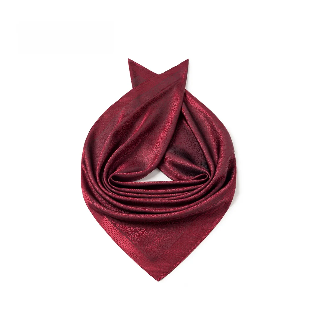 メンズワインレッド刺繍入りネクタイスカーフビジネスカジュアルシティボーイヒップホップファッショナブルプロフェッショナルネックウォーマー大きな正方形スカーフ