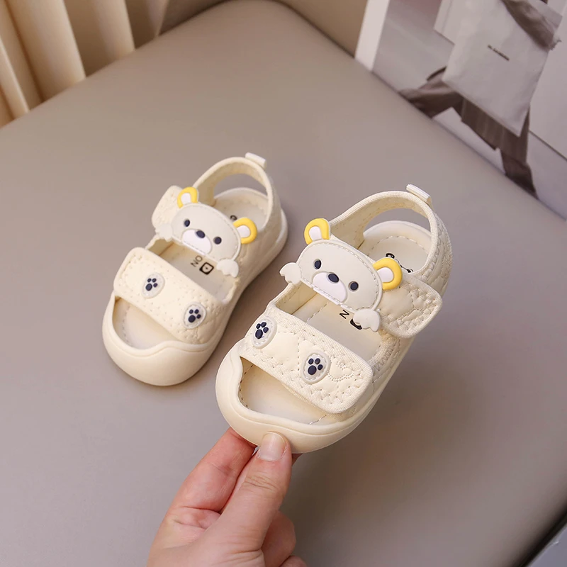 Simple Cute Newborn Baby Toddler Sandals Cartoon Bear Casual Children Sandal Boy Girl Baby Soft Comfortable Kick Resistant Shoes