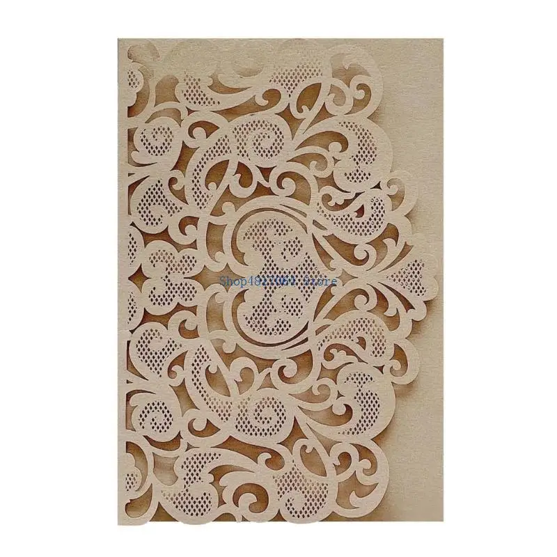 

T3LB Lace Party Invitations Folding Paper Greeting Cards for Wedding Engagement