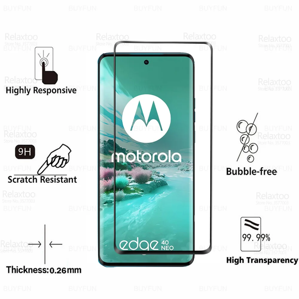 3Pcs For Motorola Edge 40 Neo Glass Tempered Protective Film For Moto Rola Edge40Neo 40Neo Edge40 Neo 5G Curved Screen Protector