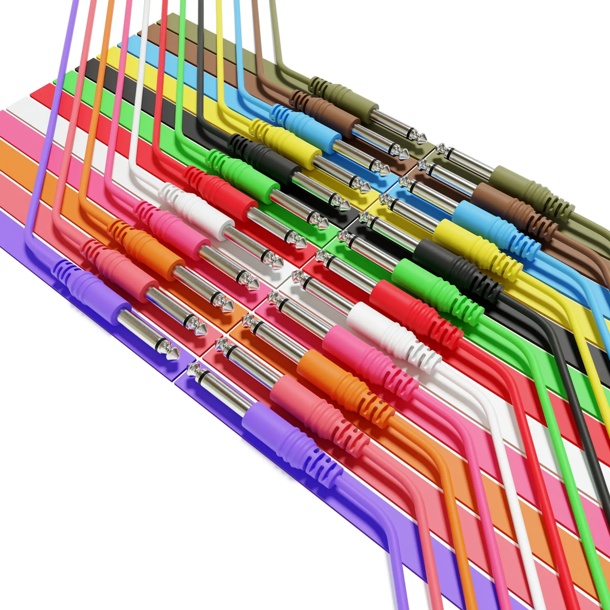 ExcelValley - 12-Pack - Mono Instrument Guitar Cable - Patch Lead TS 6.35mm 1/4
