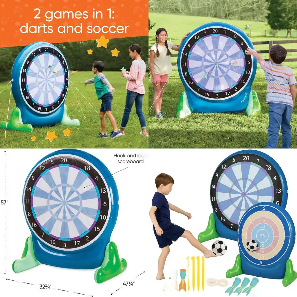 

Hearthsong 57 Inflatable Darts & Soccer Combo with Scoreboard, Balls, Darts for Ages 5+